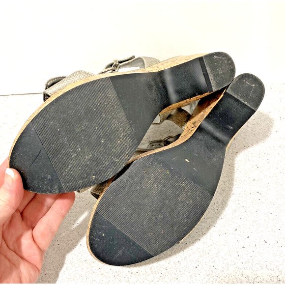 Sbicca of California US 10M Platform High Heel Sandals Buckle Strap Golden Cork - Picture 10 of 11